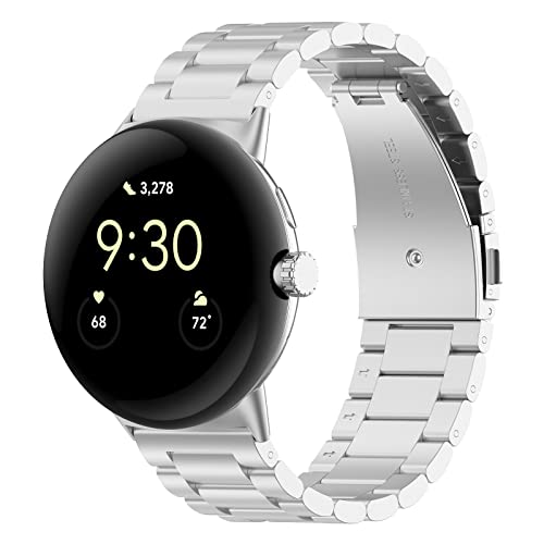 IsMoon Armband für Google Pixel Watch 3 45mm Armband Metall Damen Herren, Edelstahl Metallarmband Armbänder Sport Ersatzarmband Uhrenarmband für Pixel Watch 3 45mm Ersatzbänder (Silber) von IsMoon