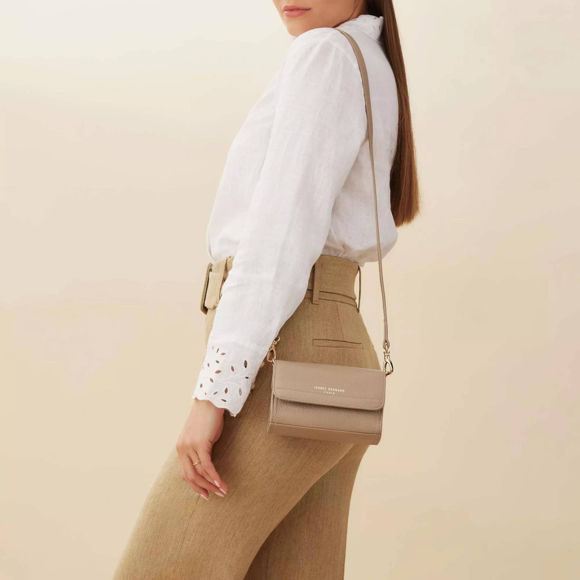 Isabel Bernard Crossbody Bags - Isabel Bernard Femme Forte Kim Taupe Leder Umhänge - Gr. unisize - in Taupe - für Damen von Isabel Bernard