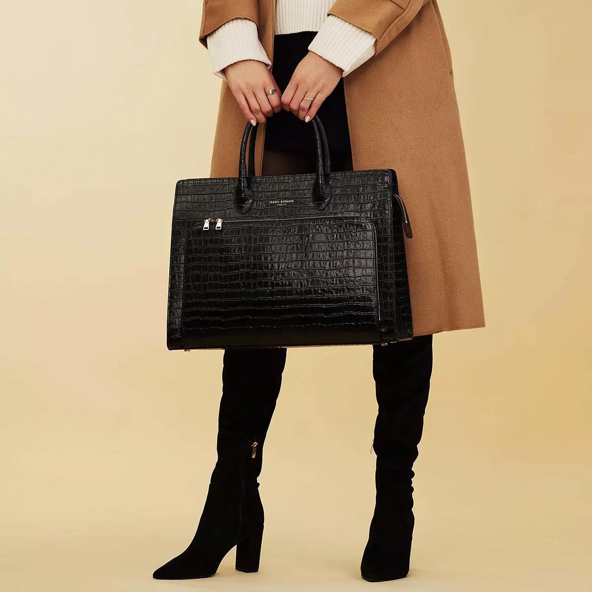 Isabel Bernard Tote - Honoré Nadine Croco Black Calfskin Leather Handbag - Gr. unisize - in Schwarz - für Damen von Isabel Bernard