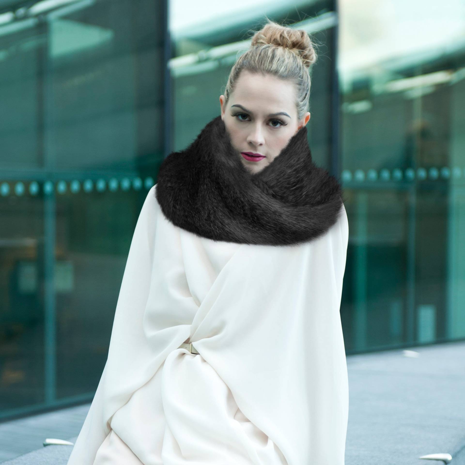 Luxus-Charcoal Grau Schwarz Kunstpelz Snood Infinity Schal Extra Warm Hals Wickeln von IsabelWongDesigns