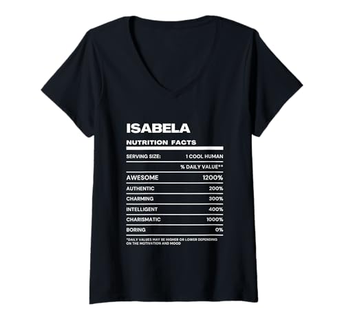 Damen Isabela Durchschnittliche Nährwerte Name Lustig T-Shirt mit V-Ausschnitt Damen Isabela Durchschnittliche Nährwerte Name Lustig T-Shirt mit V-Ausschnitt von Isabela Nutrition Facts Name Funny Birthday