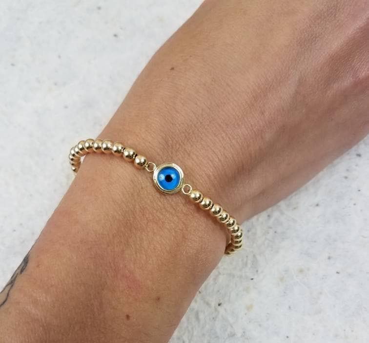 14Kt Gold Filled Evil Eye Schutz Armband - Stacking Luck Stretch Von Isabella Celini von IsabellaCelini