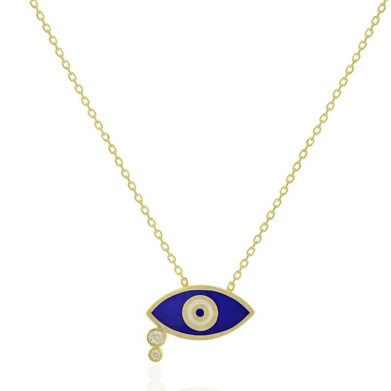 Evil Eye Halskette Gold Emaille Mit Blauem Detail-Anhänger von IsabellaCelini