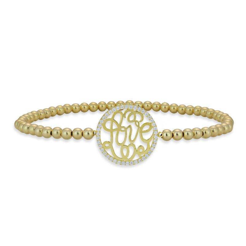 Gold Filled Cursive Love Anhänger Kubikzirkonia Armband - Stretch Fit Stapelbar Für Sie von IsabellaCelini