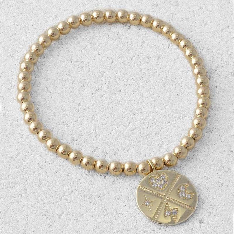 Gold Filled Glücksbringer Armband Mit Cubic Zirkonia - Damen Perlen Bettelarmband von IsabellaCelini