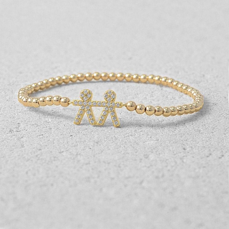 Gold Filled Jungen Und Perlen Armband Mit Zirkonia Steinen - Stretch Design Perfektes Geschenk Für Frauen von IsabellaCelini