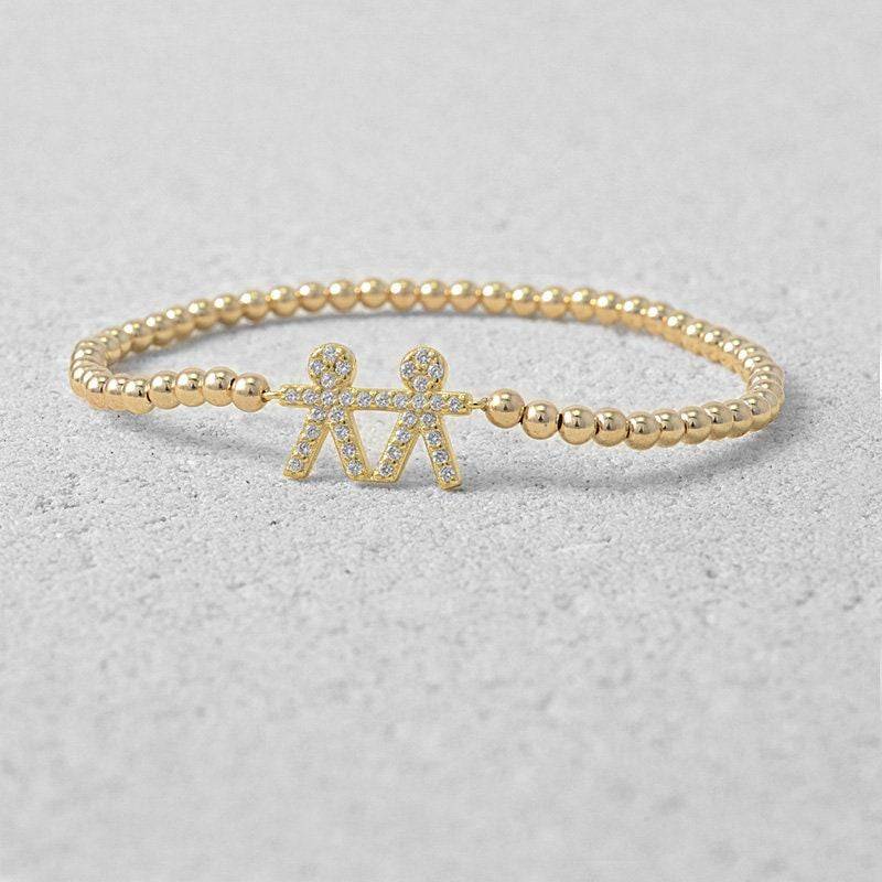 Gold Filled Jungen Und Perlen Armband Mit Zirkonia Steinen - Stretch Design Perfektes Geschenk Für Frauen von IsabellaCelini