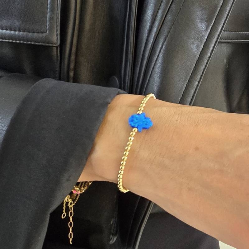 Gold Filled Perlen Opal Hamsa Armband, Hand Isabella Celini, Perlen, Stretch Stacking Schutz Armband von IsabellaCelini