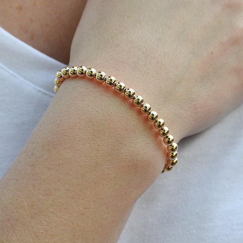 Gold Filled Perlenarmband Stapelbar Stretch Style | 5 Mm Perlen von IsabellaCelini