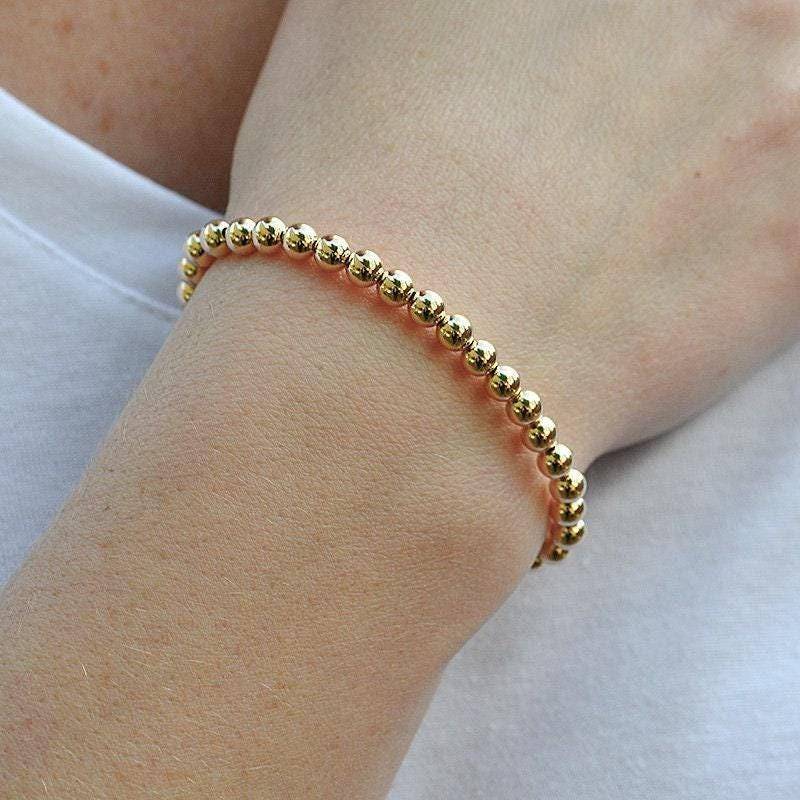 Gold Filled Perlenarmband Stapelbar Stretch Style | 5 Mm Perlen von IsabellaCelini