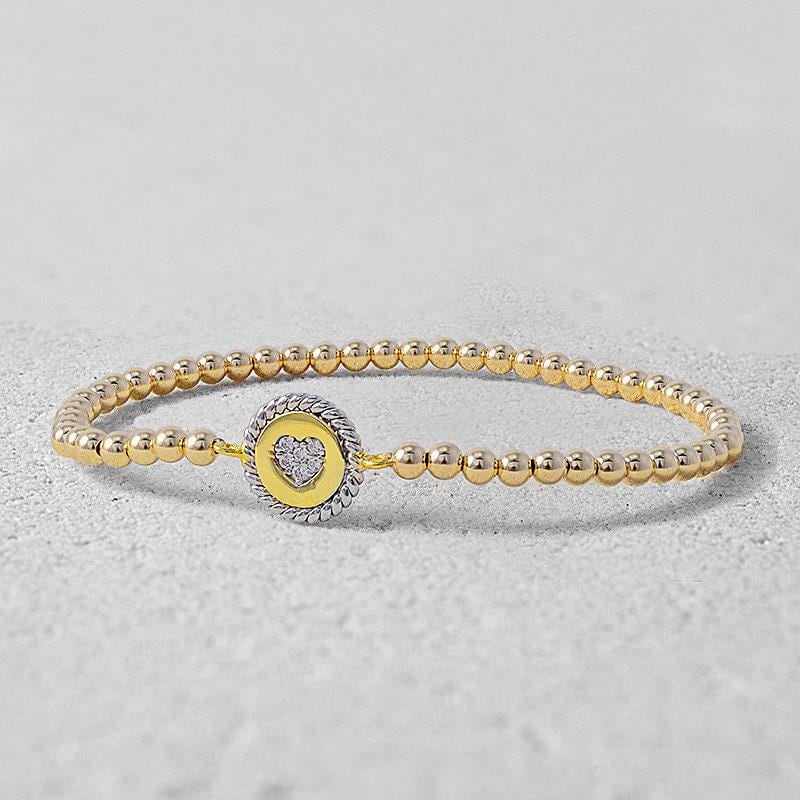 Herzscheibe Armband Gold Filled Perlen Mit Cubic Zirkonia von IsabellaCelini