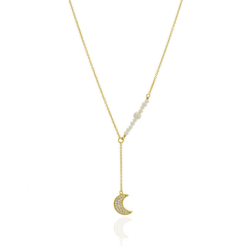 Mond Halskette Aus Sterling Silber, Halskette, Halbmond Perlenkette von IsabellaCelini