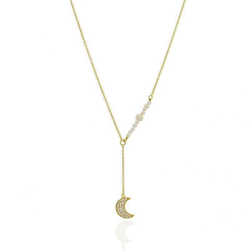 Mond Halskette Aus Sterling Silber, Halskette, Halbmond Perlenkette von IsabellaCelini