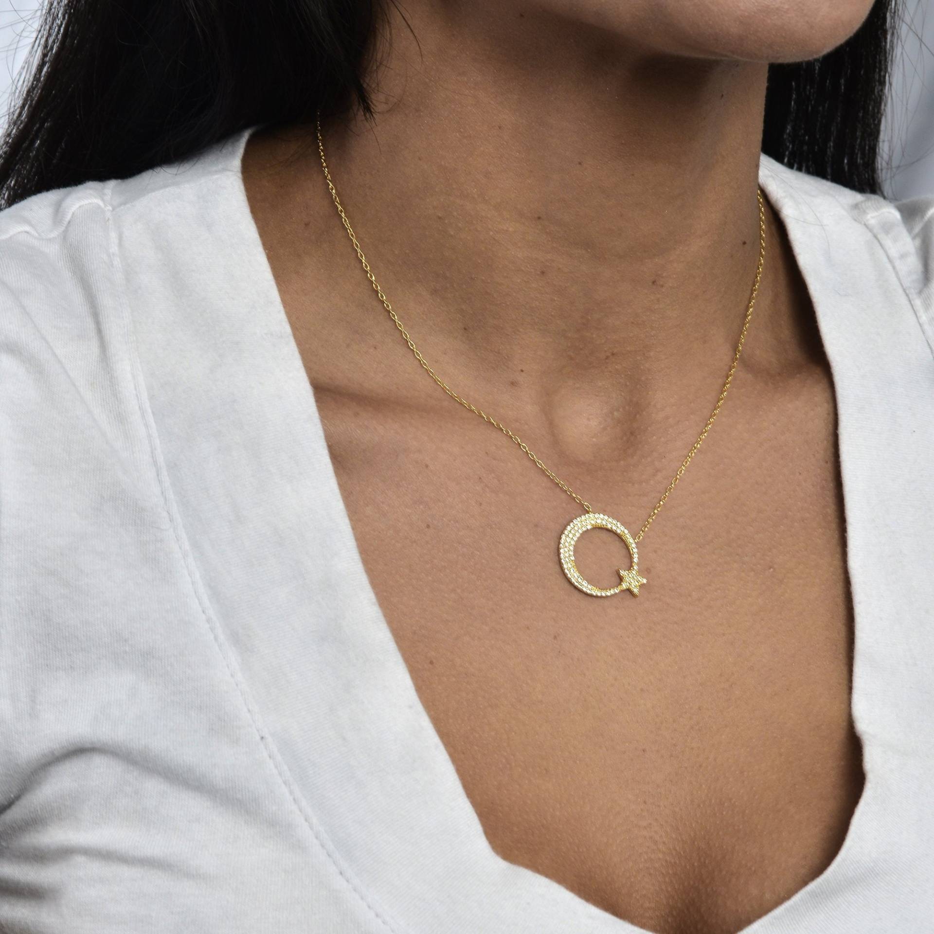 Mond Stern Halskette/Sterling Silber Geschenk Für Sie von IsabellaCelini