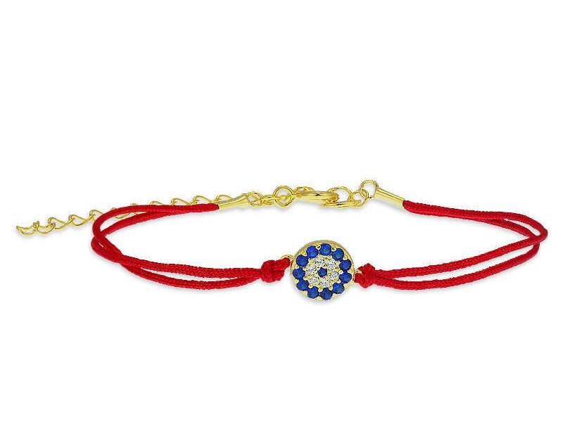 Runder Evil Eye Anhänger Mit Roter Schnur, Sterling Silber, Vergoldet, Isabella Celini, Geschenkideen von IsabellaCelini