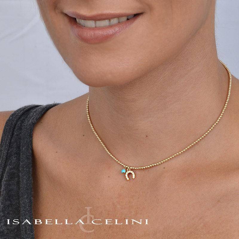 Zierliche Gold Filled Perlenkette Mit Hufeisen Anhänger Und Cubic Zirkonia Für Damen Von Isabella Celini von IsabellaCelini
