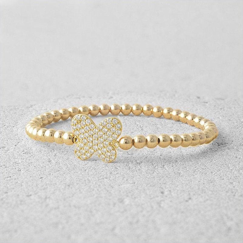 stretch Schmetterling Gold Perlen Armband - Nicht Damen Schmuck von IsabellaCelini