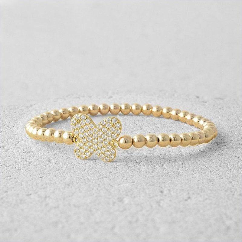 stretch Schmetterling Gold Perlen Armband - Nicht Damen Schmuck von IsabellaCelini