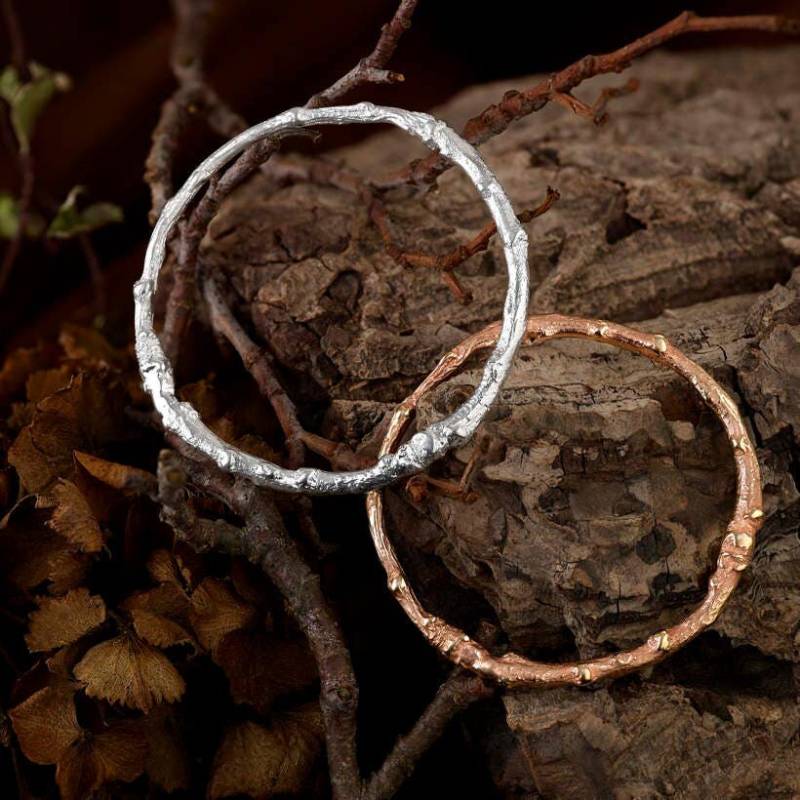 Massives Eichen Zweig Armband - Massiver Silber Armreif Mutter Baum Natur Inspirierter Regenerativer Kreisförmiger Schmuck von IsabellaDayGoldsmith