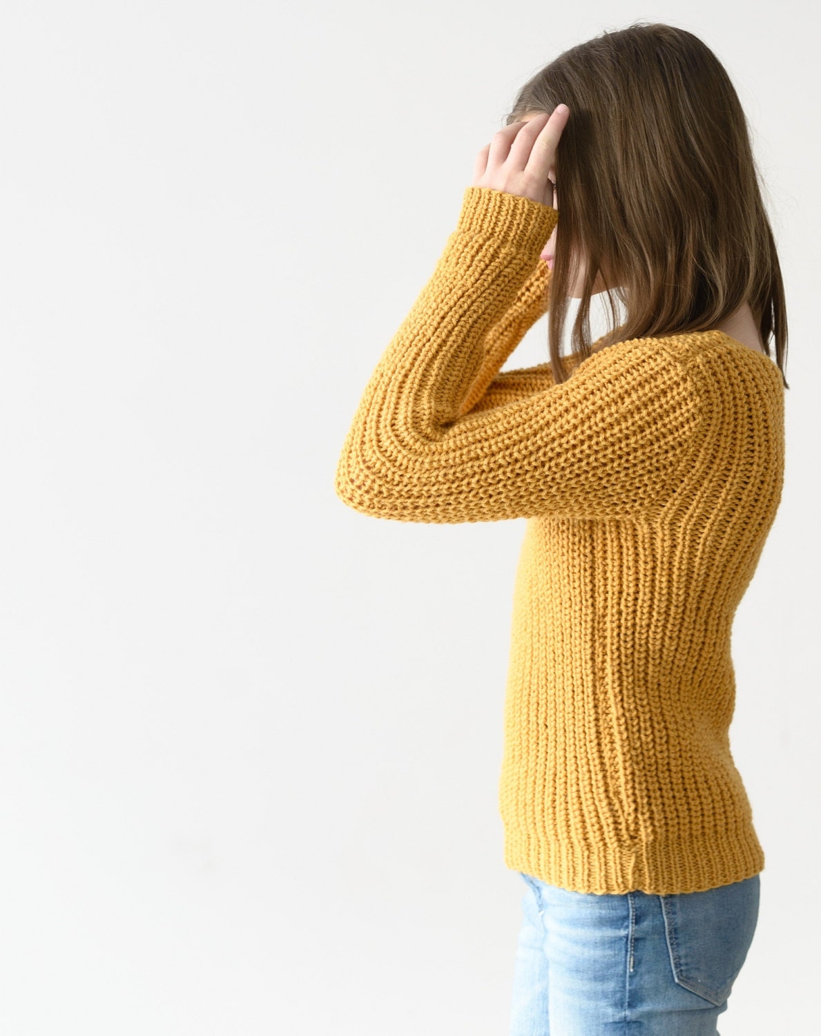 Senffarbener Pullover, Wollpullover, Handgestrickter Grobstrickpullover, Alpaka Winterstrick, Unisex Kuscheliger Pullover von Isabellwoolstudio