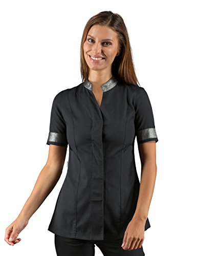 Isacco Jacke Frau Spa Center Wohlfahrt Schwarz mit Besonderem IN Silber Kurze Ärmel Tragbarkeit Extra Schlank 002641 - Schwarz/Lurex Silber, XL von Isacco