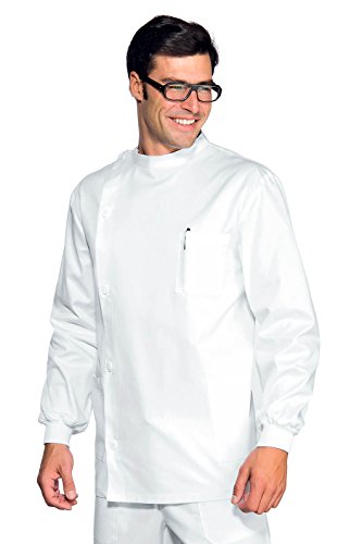 Robinson Unisex Damen Herren Kasack DENTISTA mit Gummizug am Handgelenk weiß Größe XXL von Isacco