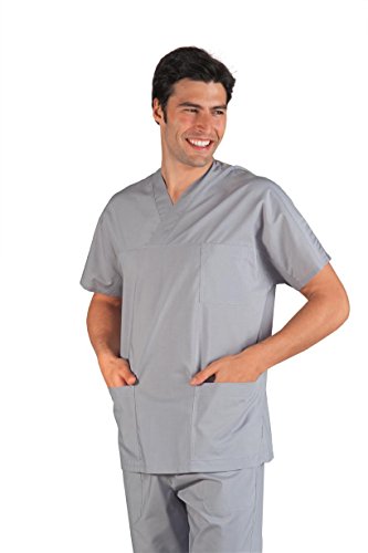 Robinson Unisex Damen Herren Kasack mit V-Ausschnitt grau Größe XL von Isacco