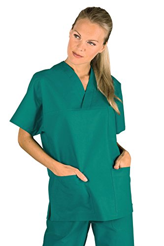 Robinson Unisex Damen Herren Kasack mit V-Ausschnitt grün CHIRURGIA Größe L von Isacco