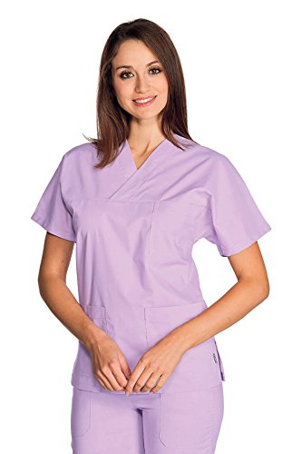 Robinson Unisex Damen Herren Kasack mit V-Ausschnitt lila Größe L von Isacco