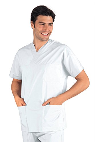 Robinson Unisex Damen Herren Kasack mit V-Ausschnitt weiß Größe M von Isacco