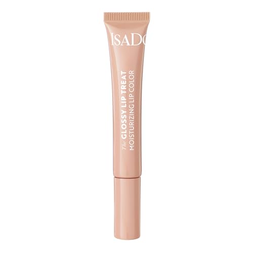 IsaDora Glossy Lip Treat Lipgloss - Pflegender Lip Gloss für volle Lippen - Stimuliert Kollagenbildung - Einzigartiger Glanz ohne zu kleben - Vegan mit Shea-Butter - Cream Rose von Isadora