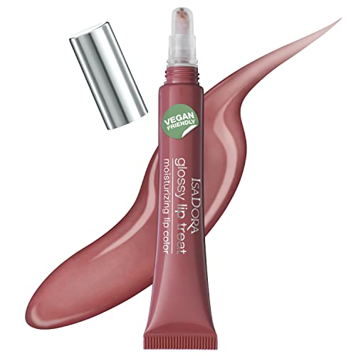 IsaDora Glossy Lip Treat Lipgloss - Pflegender Lip Gloss für volle Lippen - Stimuliert Kollagenbildung - Einzigartiger Glanz ohne zu kleben - Vegan mit Shea-Butter - Raisin von Isadora