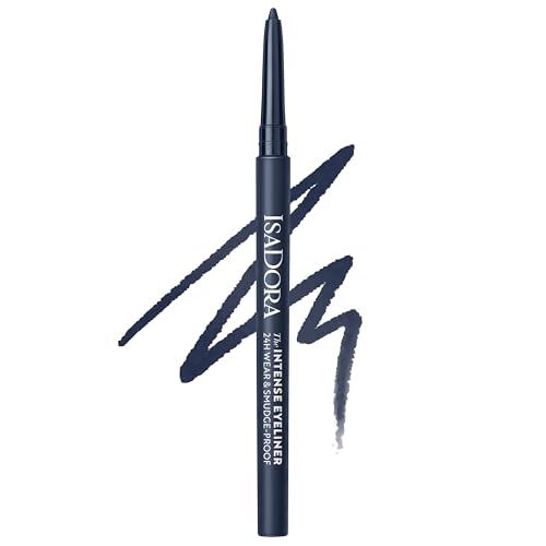 IsaDora Kajal Wasserfest Blau Intense 24H - Starker Halt ohne zu verwischen - Lidstrich Stift Ideal für Smokey Eyes - Kajalstift Blau wasserfest - Besonders einfaches Auftragen von Isadora