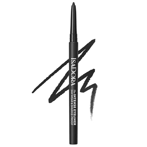 IsaDora Kajal Wasserfest Schwarz Intense 24H - Starker Halt ohne zu verwischen - Lidstrich Stift Ideal für Smokey Eyes - Kajalstift Schwarz wasserfest - Besonders einfaches Auftragen von Isadora