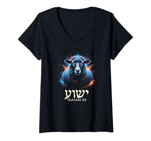 Damen Jesaja 53 Lamm Yeshua Jesus T-Shirt mit V-Ausschnitt Damen Jesaja 53 Lamm Yeshua Jesus T-Shirt mit V-Ausschnitt von Isaiah 53 Tees