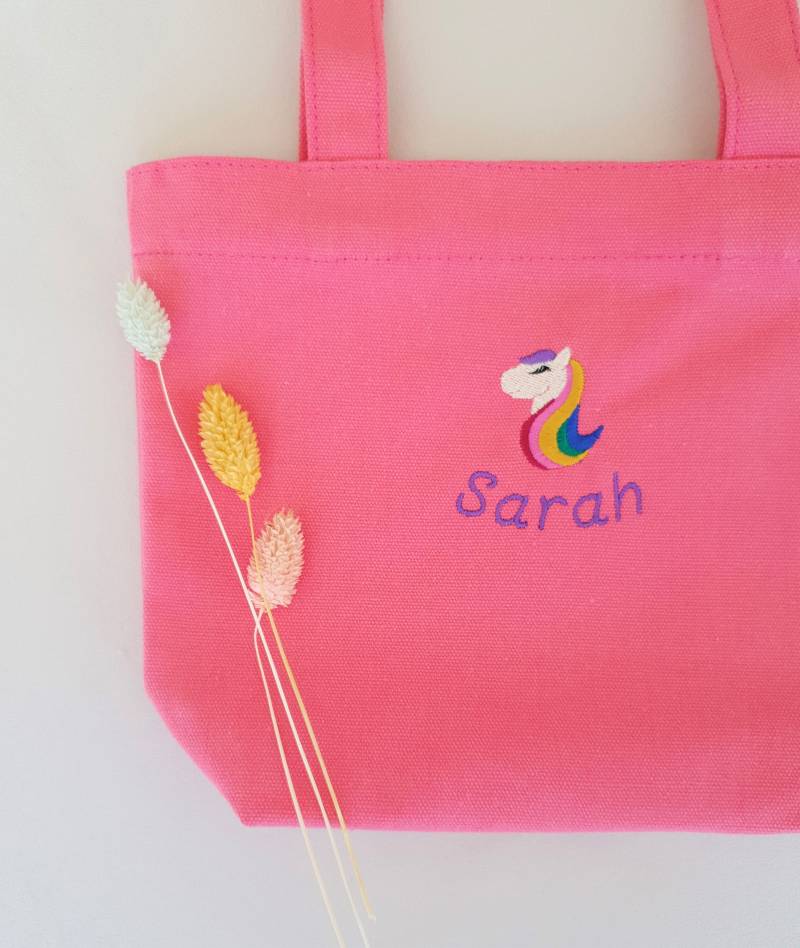 Kinder Tasche Mit Namen Personalisiert Mini Stofftasche Geburtstag Einhorn von IsamayaDesigns