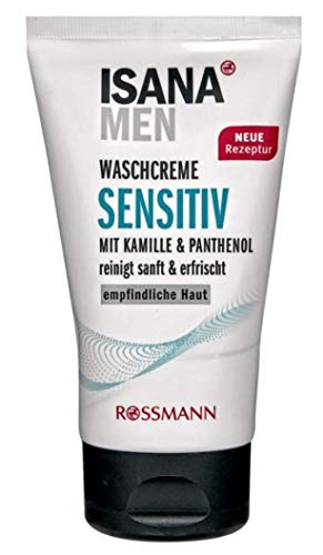 ISANA MEN Waschcreme sensitiv für empfindliche Haut, mit Kamille & Panthenol, reinigt sanft & erfrischt, vegan, 150 ml von Isana Men