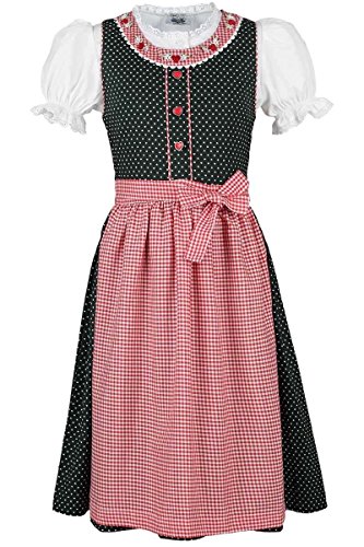 Isar-Trachten Mädchen Kinderdirndl grün mit Bluse, grün, 110 von Isar-Trachten