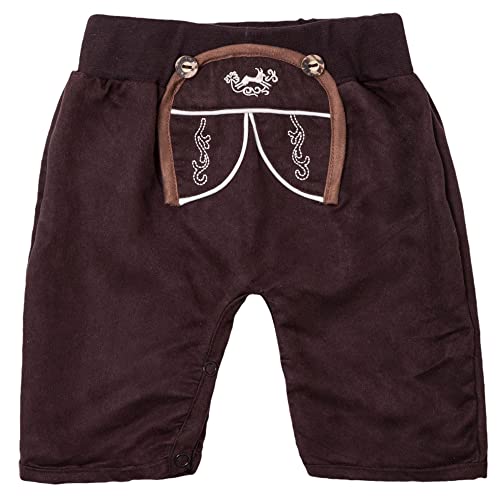 Baby Trachtenhose 60719 braun | Hose Lederhose aus Stoff Gr. 74 von Isar-Trachten