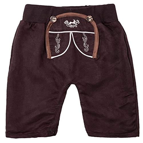 Baby Trachtenhose 60719 braun | Hose Lederhose aus Stoff Gr. 80 von Isar-Trachten