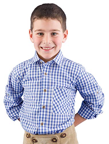 Isar-Trachten Trachtenhemd Kinder Jungen 52915 blau Kariertes Hemd Jungen - 74 von Isar-Trachten