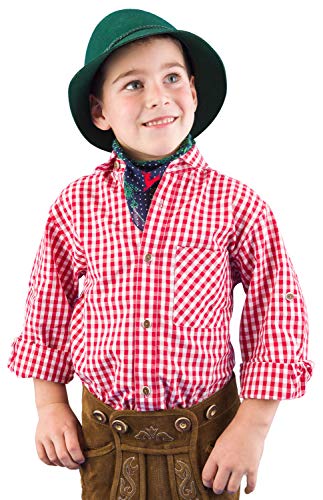 Isar-Trachten Trachtenhemd Kinder Jungen 52915 Trachtenhemd rot Kariertes Hemd Kinder Jungen Kinderhemden Jungen - 80 von Isar-Trachten