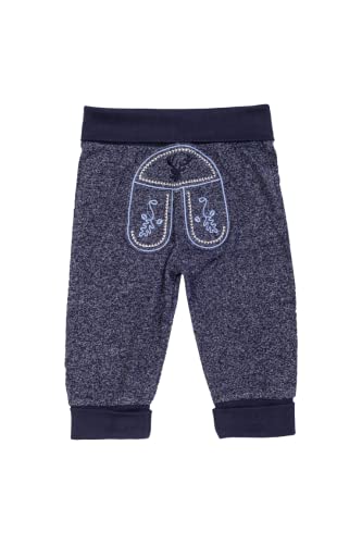 Isar-Trachten Babyhose Jogginghose im Lederhosenstil Jeansblau 100% Baumwolle, Gr. 104 von Isar-Trachten