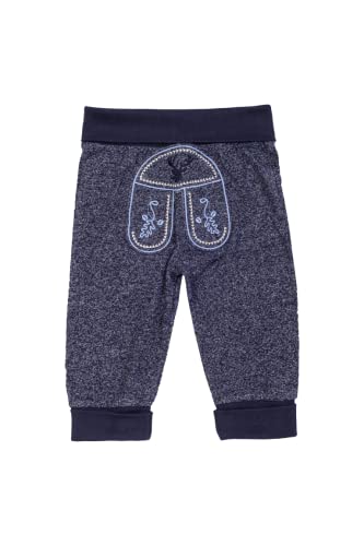 Isar-Trachten Babyhose Jogginghose im Lederhosenstil Jeansblau 100% Baumwolle, Gr. 74 von Isar-Trachten