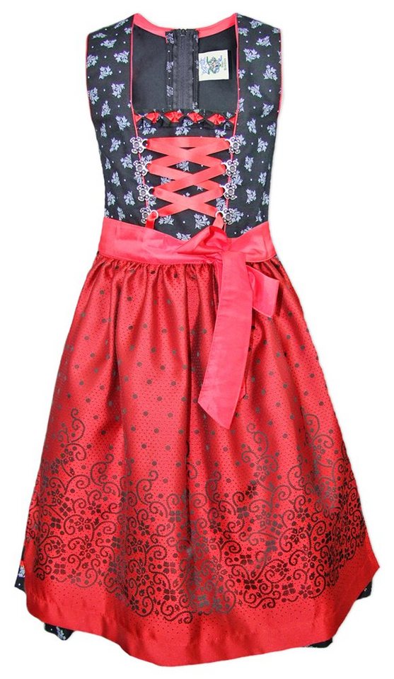 Isar-Trachten Dirndl 'Ava' Kinder Trachten 2-tlg., Schwarz Rot von Isar-Trachten