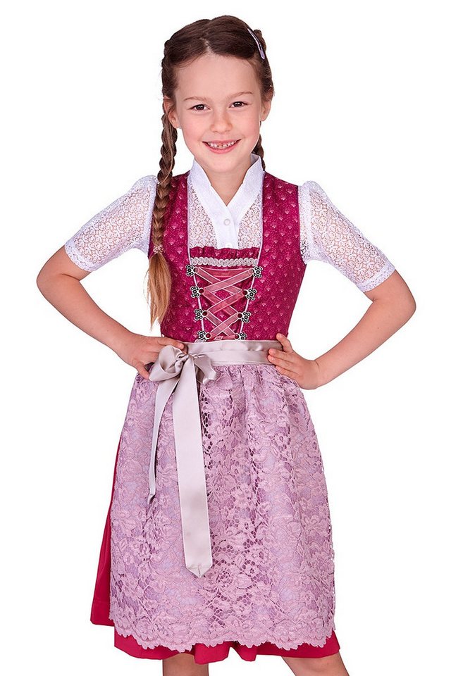 Isar-Trachten Dirndl Kinderdirndl 2tlg. - ALIANA - beere/rosé von Isar-Trachten