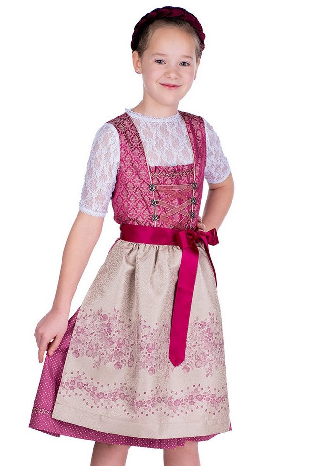 Isar-Trachten Dirndl Kinderdirndl 2tlg. - CARLETTA - himbeer/mauve/beige von Isar-Trachten