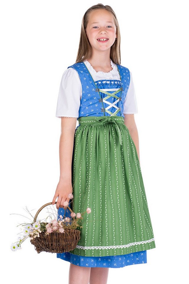 Isar-Trachten Dirndl Kinderdirndl 3tlg. - AIKA - blau/apfelgrün von Isar-Trachten