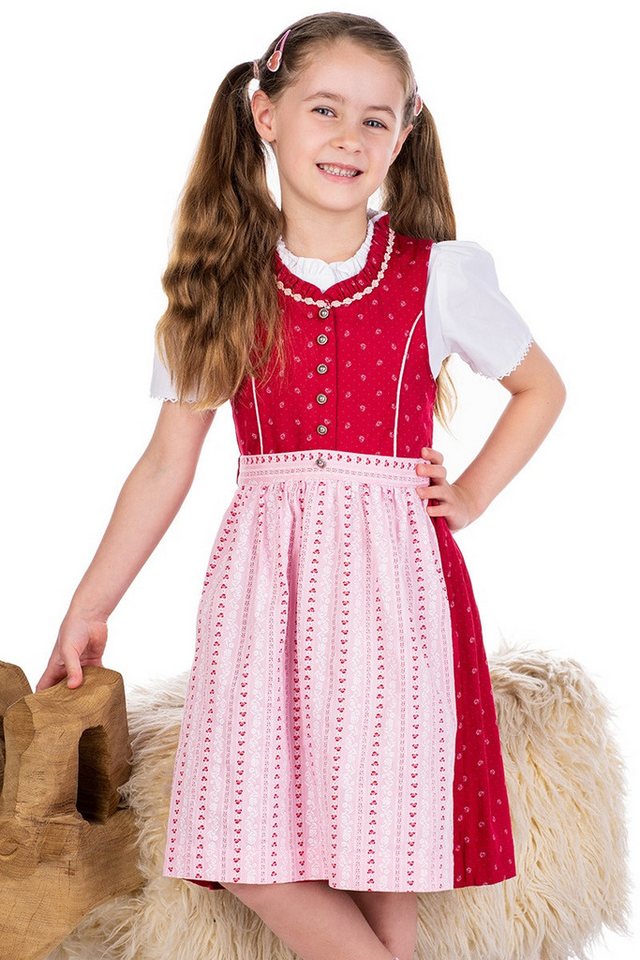 Isar-Trachten Dirndl Kinderdirndl 3tlg. - ALEA - rot/rosa von Isar-Trachten
