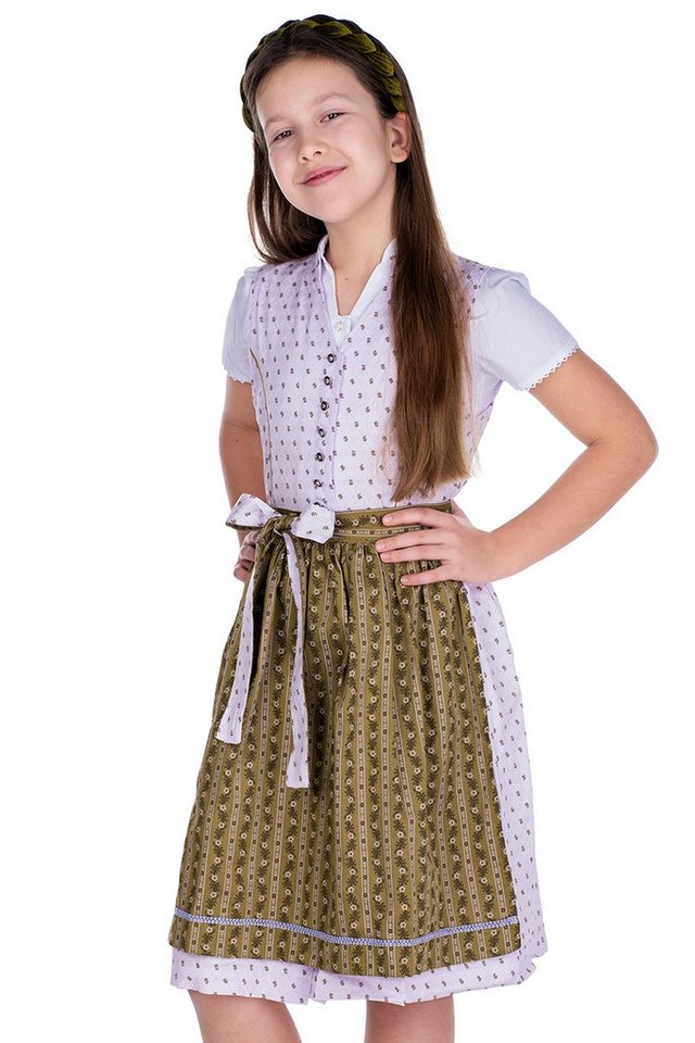 Isar-Trachten Dirndl Kinderdirndl 3tlg. - BASTIENNE - fliederrosé/oliv von Isar-Trachten